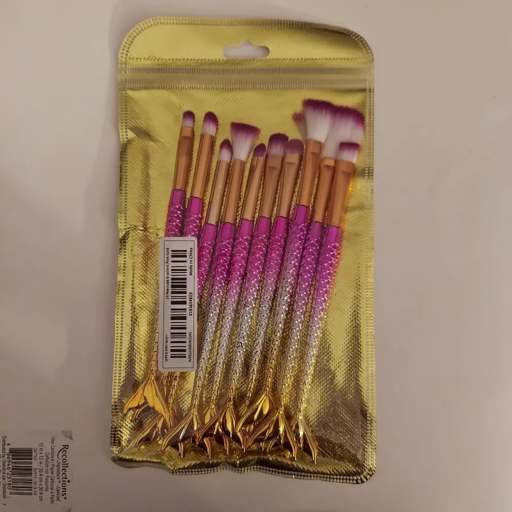 10 Pcs Mermaid Eye Makeup Brushes Set